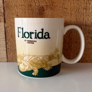Starbucks 2011 Florida Gator Mug - Cream and Green Alligator Design